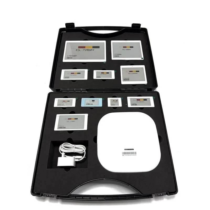 Tocvue ESL Sample Kit complete demo set with 10 e-ink labels from 1.54 to 7.5 inch CEDAR V3 gateway and test account for bulk deployment testing